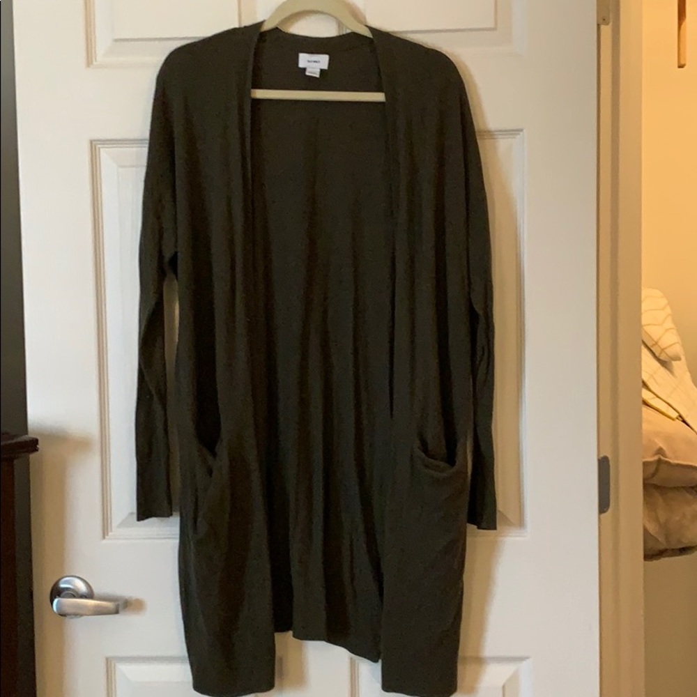 Hunter green duster sweater